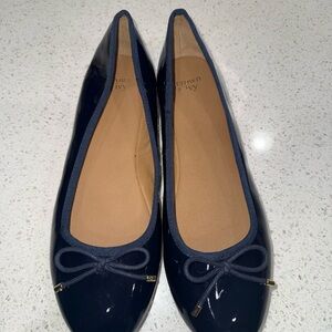 Crown & Ivy Glossy Navy Flats with Bow